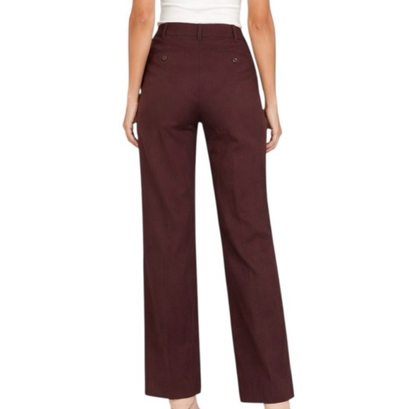 Loft Ann Taylor “ANN” Pants Size 14 High Rise Chocolate Brown Wide Leg Pockets - Picture 2 of 9